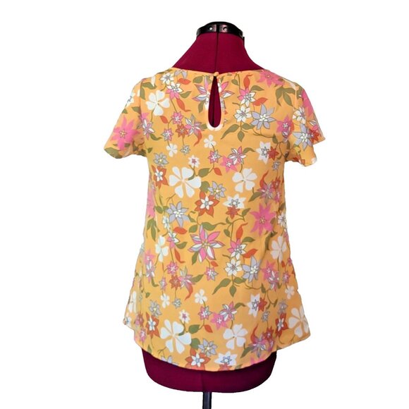 ModCloth Boardroom Brunch Keyhole Blouse Womens Size Small Retro Floral - Picture 2 of 7